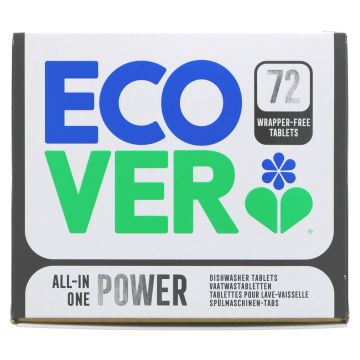 Ecover Dishwasher Tabs All In One Pwr - 4 x 72 tabs (HJ411)