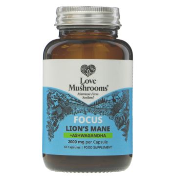 Love Mushrooms Lions Mane & Ashwagandha - 1 x 60 caps (VM565)