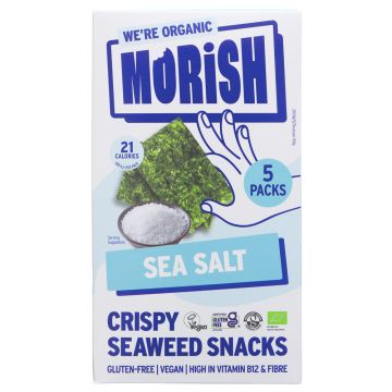 Morish Snacks Organic Sea Salt Seaweed Snack - 6 x 5x4g (ZX888)