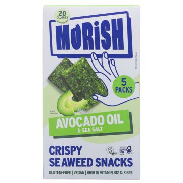 Morish Snacks Avocado Oil Seaweed Snacks - 6 x 5x4g (ZX890)