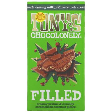 Tony's Chocolonely Filled Praline Hazelnut Crunch - 15 x 127g (KB465)