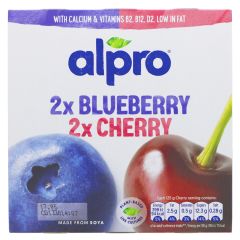 Alpro Soya Blueberry Cherry Yoghurt - 6 x 4 x 125g (CV576)