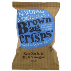 Brown Bag Crisps Sea Salt and Vinegar - 20 x 40g (ZX267)