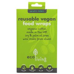 Ecoliving Food Wraps - Vegan - 1 x pack 3 (NF008)