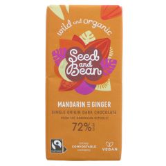 Organic Seed & Bean Company 72% Dark Mandarin & Ginger - 10 x 75g (KB772)