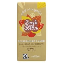 Organic Seed & Bean Company 37% Milk Choc Hazel & Almond - 10 x 75g (KB152)