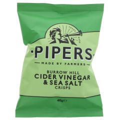 Pipers Crisps Cider Vinegar & Sea Salt - 24 x 40g (ZX296)