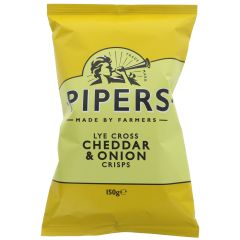 Pipers Crisps Lye Cross Cheddar & Onion - 15 x 150g (ZX289)