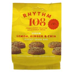 Rhythm 108 Lemon Ginger Chia Biscuits - 8 x 135g (BT344)