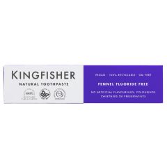 Kingfisher Toothpaste Fennel FluorideFree - 12 x 100 ml (DY800)